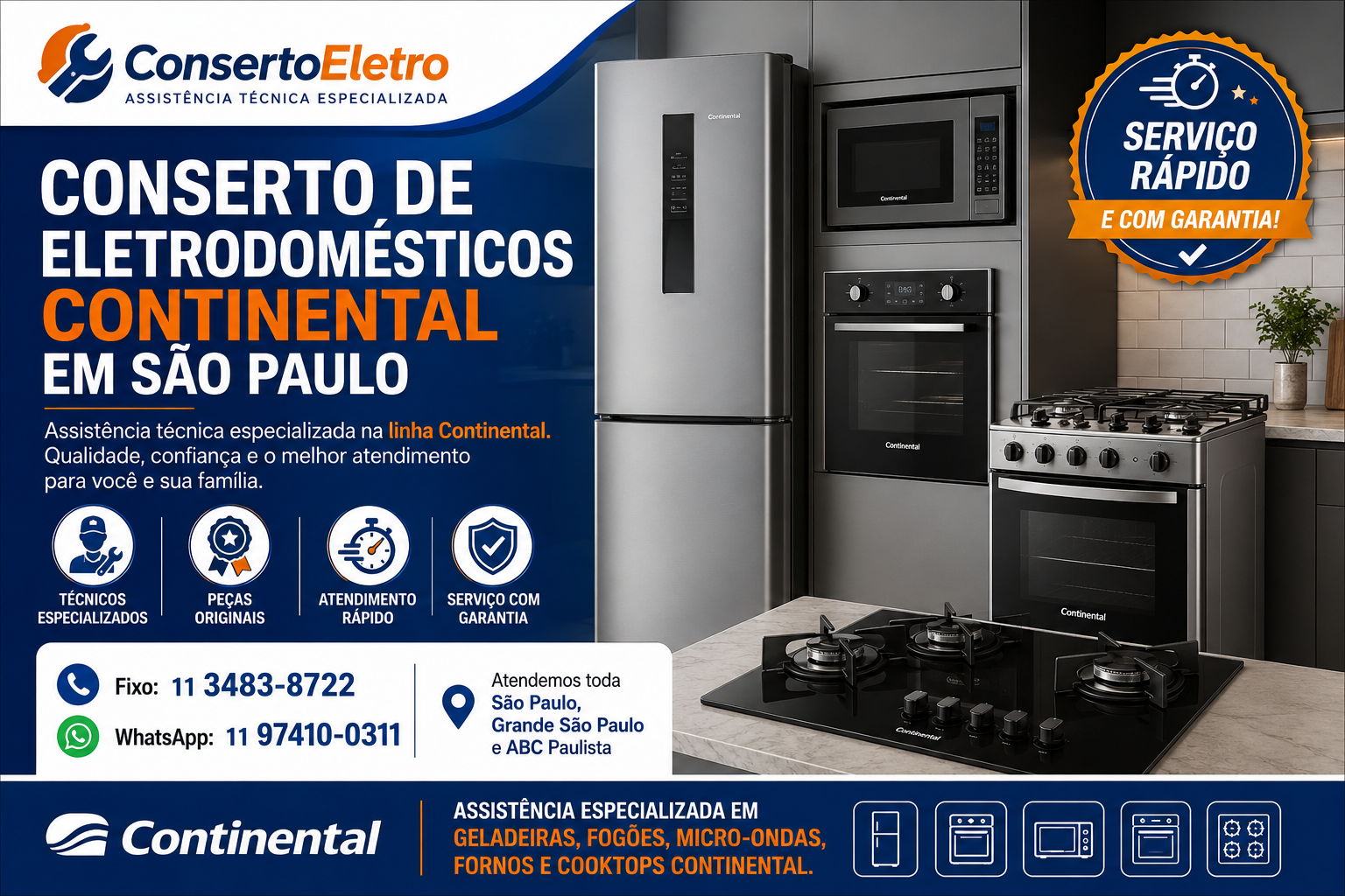 conserto de eletrodomesticos continental em sao paulo